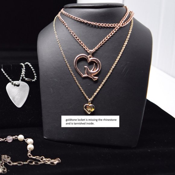 Bundle of 11 Heart Necklaces Mixed Metals Various Sizes Crafts Fashion Costume - Picture 9 of 9